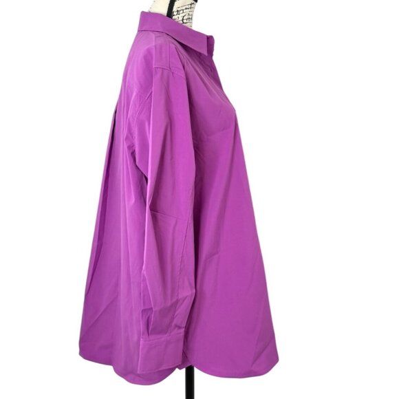 Athleta Oversized Poplin Performance Top Button-Up Shirt Purple Size M NEW $129 - Picture 3 of 9